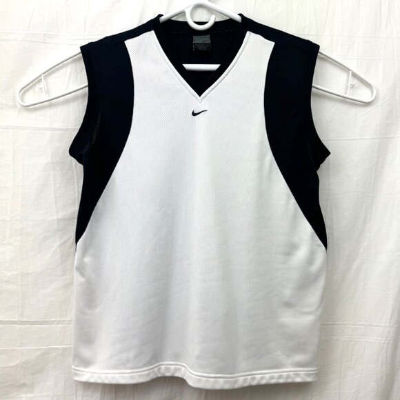 Nike Tops - Nike Dri-Fit Sleeveless Workout Mesh Tee Women L White Black